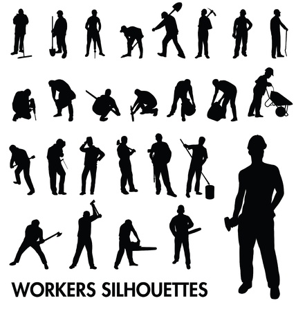 workers silhouettes setのイラスト素材