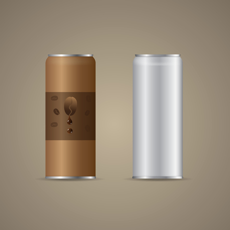 Ice coffee in can illustration and aluminum can vector.のイラスト素材