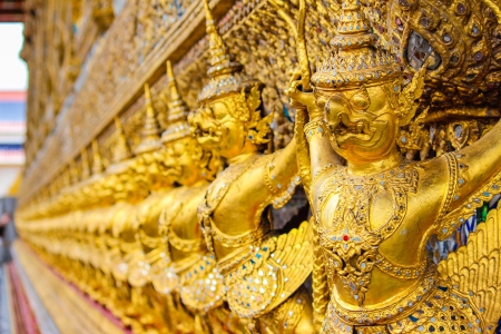 Golden Garuda Wall at Wat Phrakaew Bangkokの写真素材
