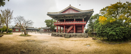 Panorama view of Jeju Mokgwana, the oldest remaining building in Jeju for former central government office where the Joseon Period Magistrate of Jeju from 1392 to 1910のeditorial素材