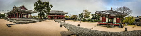 Panorama view of Jeju Mokgwana, the oldest remaining building in Jeju for former central government office where the Joseon Period Magistrate of Jeju from 1392 to 1910のeditorial素材
