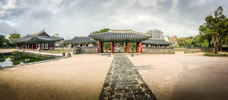 Panorama view of Jeju Mokgwana, the oldest remaining building in Jeju for former central government office where the Joseon Period Magistrate of Jeju from 1392 to 1910のeditorial素材
