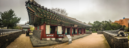 Panorama view of Jeju Mokgwana, the oldest remaining building in Jeju for former central government office where the Joseon Period Magistrate of Jeju from 1392 to 1910のeditorial素材