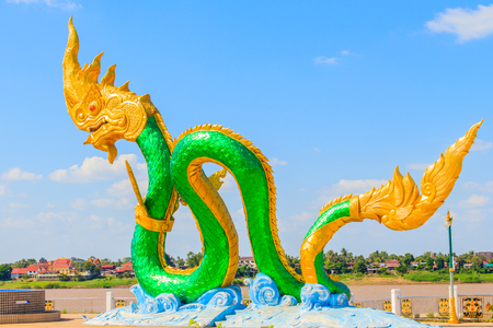 Amazing Naga Sculpture at Mekong Riverside Walking Street in Nongkhai, Thailandのeditorial素材