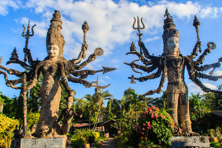 Sala Keoku, the park of giant fantastic concrete sculptures inspired by Buddhism and Hinduism. It is located in Nong Khai, Thailandのeditorial素材