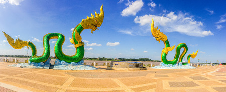 Amazing Naga Sculpture at Mekong Riverside Walking Street in Nongkhai, Thailandのeditorial素材