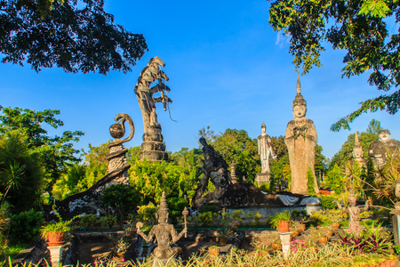 Sala Keoku, the park of giant fantastic concrete sculptures inspired by Buddhism and Hinduism. It is located in Nong Khai, Thailandのeditorial素材