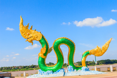 Amazing Naga Sculpture at Mekong Riverside Walking Street in Nongkhai, Thailandのeditorial素材