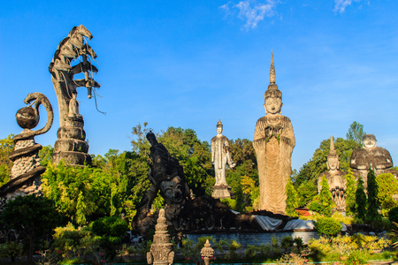 Sala Keoku, the park of giant fantastic concrete sculptures inspired by Buddhism and Hinduism. It is located in Nong Khai, Thailandのeditorial素材