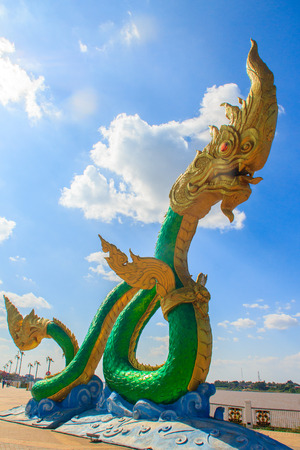 Amazing Naga Sculpture at Mekong Riverside Walking Street in Nongkhai, Thailandのeditorial素材