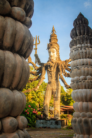 Sala Keoku, the park of giant fantastic concrete sculptures inspired by Buddhism and Hinduism. It is located in Nong Khai, Thailandのeditorial素材