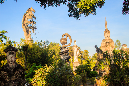 Sala Keoku, the park of giant fantastic concrete sculptures inspired by Buddhism and Hinduism. It is located in Nong Khai, Thailandのeditorial素材