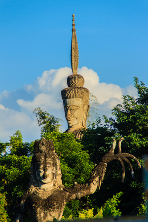 Sala Keoku, the park of giant fantastic concrete sculptures inspired by Buddhism and Hinduism. It is located in Nong Khai, Thailandのeditorial素材