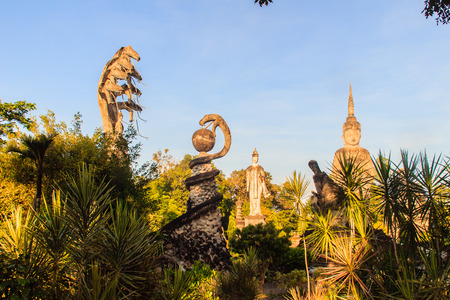 Sala Keoku, the park of giant fantastic concrete sculptures inspired by Buddhism and Hinduism. It is located in Nong Khai, Thailandのeditorial素材