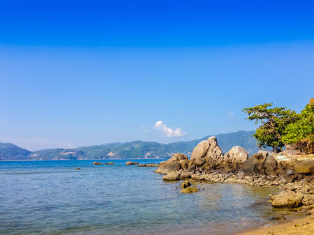 Beautiful seascape view of Kalim beach, nearby Patong beach, Kathu District, Phuket, Thailand.の写真素材