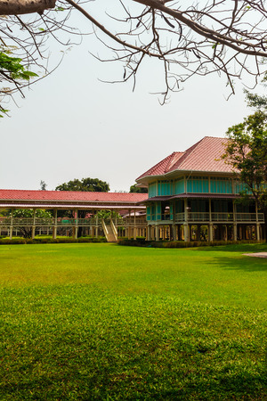 Beautiful Architecture af Mrigadayavan Palace, a former royal residence and tourist attraction in Cha Am, Phetchaburi Province, Thailand.のeditorial素材