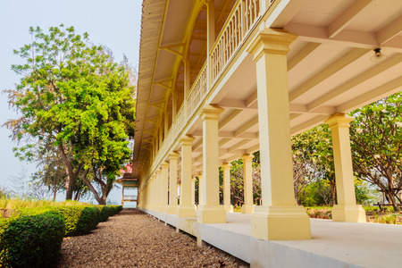 Beautiful Architecture af Mrigadayavan Palace, a former royal residence and tourist attraction in Cha Am, Phetchaburi Province, Thailand.のeditorial素材