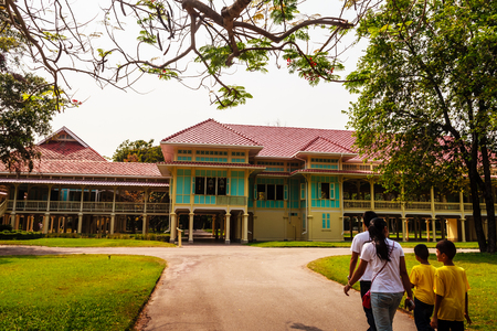Beautiful Architecture af Mrigadayavan Palace, a former royal residence and tourist attraction in Cha Am, Phetchaburi Province, Thailand.のeditorial素材