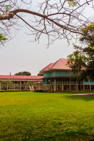 Beautiful Architecture af Mrigadayavan Palace, a former royal residence and tourist attraction in Cha Am, Phetchaburi Province, Thailand.のeditorial素材