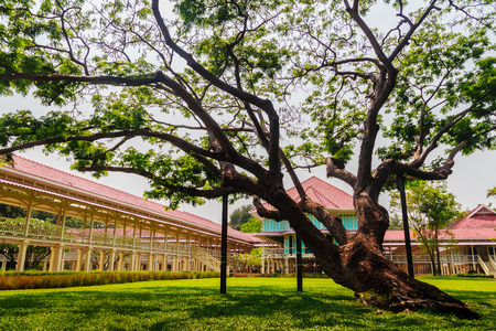 Beautiful Architecture af Mrigadayavan Palace, a former royal residence and tourist attraction in Cha Am, Phetchaburi Province, Thailand.のeditorial素材