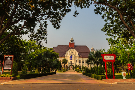 Phetchaburi, Thailand - March 19, 2015: Beautiful Landscape and Architecture of Phra Ramratchaniwet Palace (Wang Ban Peun), former the king Rama 5 palace, one of the main tourist attractions in Phetchaburi, Thailandのeditorial素材