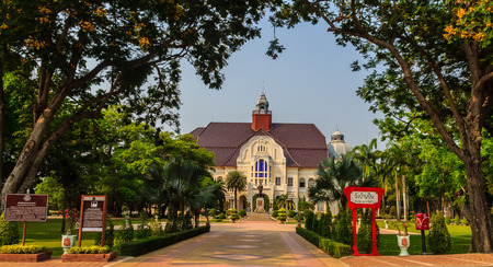 Phetchaburi, Thailand - March 19, 2015: Beautiful Landscape and Architecture of Phra Ramratchaniwet Palace (Wang Ban Peun), former the king Rama 5 palace, one of the main tourist attractions in Phetchaburi, Thailandのeditorial素材