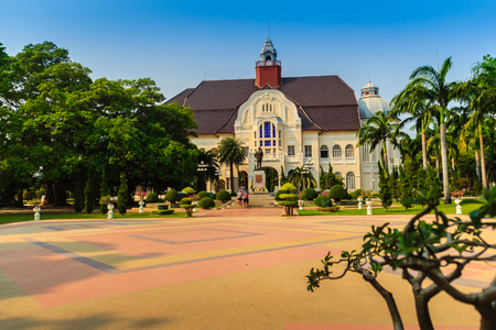 Phetchaburi, Thailand - March 19, 2015: Beautiful Landscape and Architecture of Phra Ramratchaniwet Palace (Wang Ban Peun), former the king Rama 5 palace, one of the main public tourist attractions in Phetchaburi, Thailandのeditorial素材