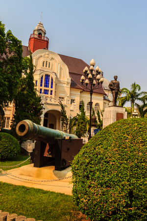 Phetchaburi, Thailand - March 19, 2015: Beautiful Landscape and Architecture of Phra Ramratchaniwet Palace (Wang Ban Peun), former the king Rama 5 palace, one of the main public tourist attractions in Phetchaburi, Thailandのeditorial素材