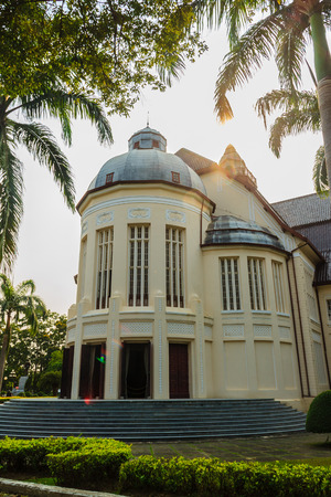Beautiful Landscape and Architecture (with sunflare) of Phra Ramratchaniwet Palace (Wang Ban Peun), former the king Rama 5 palace, one of the main public tourist attractions in Phetchaburi, Thailandのeditorial素材