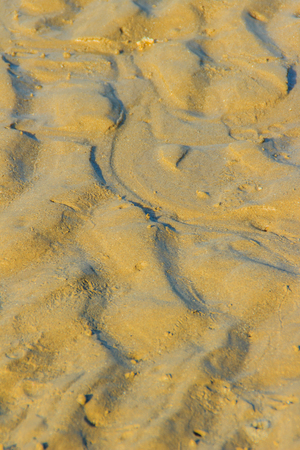 Exotic and beautiful wave pattern on the sand in the beach after sea water receded.の写真素材