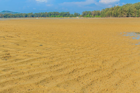 Exotic and beautiful wave pattern on the sand in the beach after sea water receded.の写真素材