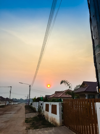 Sunrise In The Morning At The Newly Construction of Housing Estate. This is for the home loan or home mortgate concepts.の写真素材