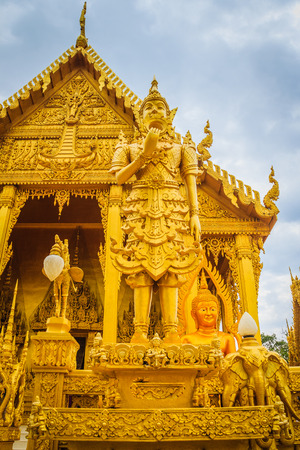Beautiful and Amazing Golden Buddhist temple  at Wat Paknam Jolo , Bangkla , Chachoengsao , Thailandの写真素材
