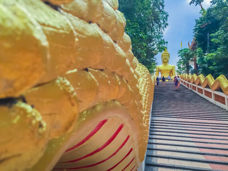 Pattaya, Thailand - January 21, 2016: Beautiful Entrance and steps leading up to the giant Buddha temple in Pattaya, Thailandのeditorial素材