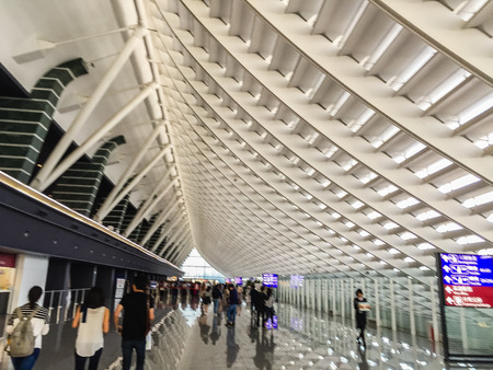 Taoyuan, Taiwan - November 20, 2015: Tourist arrived at Taipei Taoyuan International airport, the main airport in Taiwan and walk to immigration check point.のeditorial素材