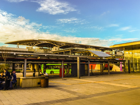 Taoyuan, Taiwan - November 20, 2015: Tourist at the entrance gate of Taiwan High Speed Rail (HSR) Taoyuan Station. The high speed railway has become the most important transportation in Taiwan.のeditorial素材