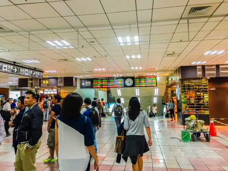 Taipei, Taiwan - November 20, 2015: View at the Taiwan High Speed Rail (HSR) Taipei Main Station. The high speed railway has become the most important transportation that runs approximately 345 km along the west coast of Taiwan.のeditorial素材