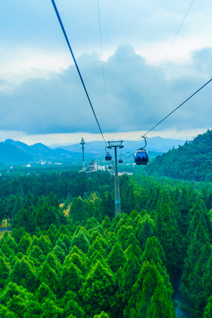 The Sun Moon Lake Ropeway is a scenic gondola cable car service that connects Sun Moon Lake with the Formosa Aboriginal Culture Village theme park.の写真素材
