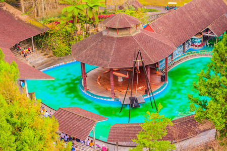 Formosa Aboriginal Culture Village was located next to Sun Moon Lake near Puli in Nantou County, the Formosan Aboriginal Culture Village is an amusement park connected to and accessed by the Sun Moon Lake Ropewayのeditorial素材