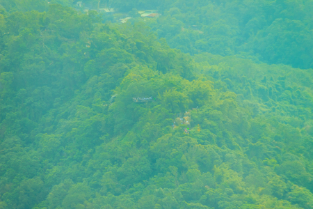 Aerial panorama over Taipei, capital City of Taiwan, on a blue sky and cloudy dayの写真素材