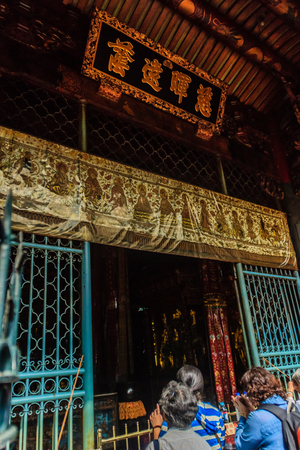 Taipei City, Taiwan - November 22, 2016: Lungshan Temple of Manka is a Buddhist temple in Wanhua District, Taipei, Taiwan. The temple was built in Taipei in 1738 by settlers from Fujian during Qing rule in honor of Guanyin.のeditorial素材