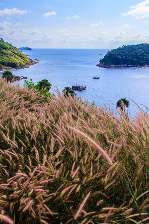 Beautiful seascape view of phuket cliff and small islands nearby Promthep cape, the most beautiful sunset viewpoint in Phuket, Thailand.のeditorial素材
