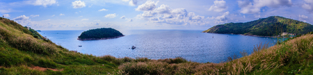 Beautiful panorama view of phuket cliff and small islands nearby Promthep cape, the most beautiful...