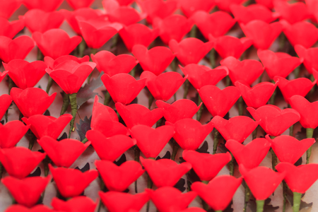 Beautiful red artificial flower, poppy flower artificial is symbol of veterans day.の写真素材