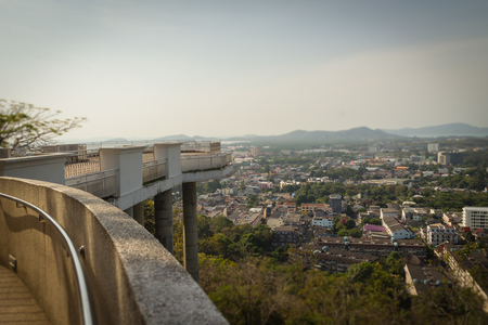 Beautiful landscape view of Phuket city from Khao Rang viewpoint, small hill in Phuket city, Thailand.のeditorial素材