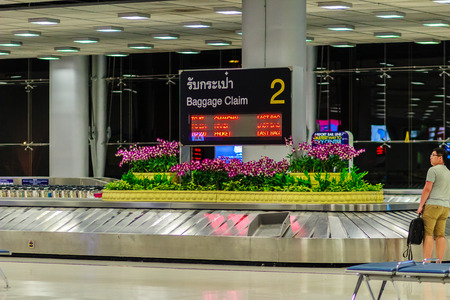 Bangkok, Thailand - February 21, 2017: Baggage claim area in Suvarnabhumi international airportのeditorial素材