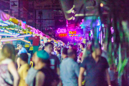Bangkok, Thailand - January 29, 2017: Tourist visited Soi Patpong and Soi Thaniya, the red light district at the heart of Bangkok's sex industry.のeditorial素材