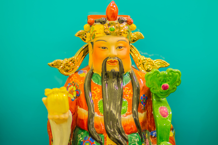 Close up sculpture of Cai Shen, Chinese God of wealth, God of fortune.の写真素材