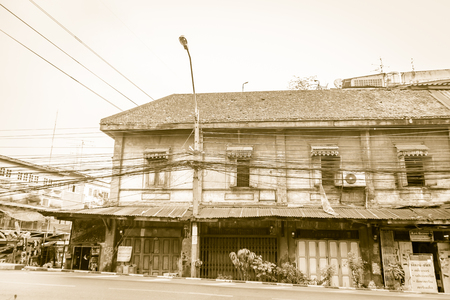 Bangkok, Thailand - March 2, 2017:  Landscape view of vintage buildings from the street nearby the golden mount temple.のeditorial素材
