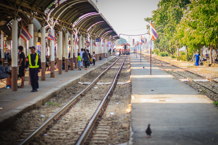 Bangkok, Thailand - April 23, 2017: Train and passengers at Bangsue railway station, Bang Sue Junction is a railway station and junction located in Bangkok.のeditorial素材